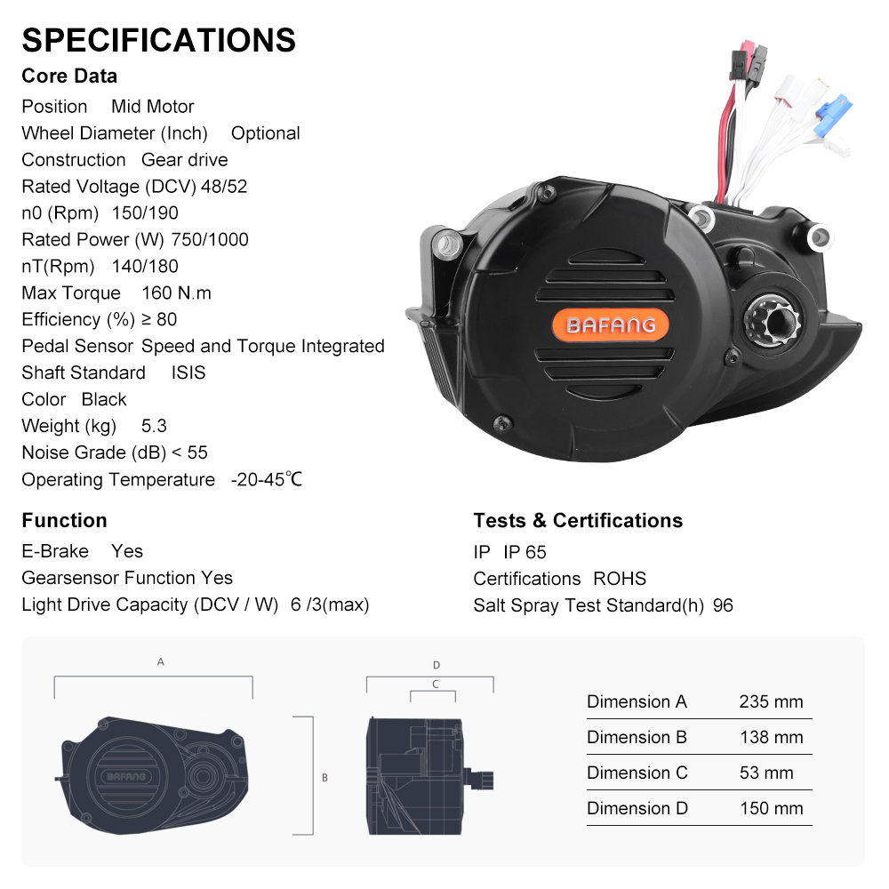 Bafang M620 G510 1000W Mid Dri - огляд і ціна Mid Drive Motor Kit 52V 1000W