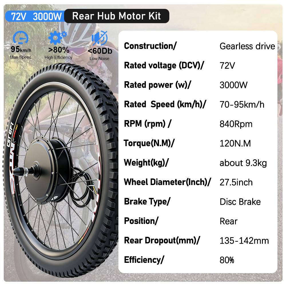 72V 3000W MTX Rim Electric Bik - огляд і ціна Ebike Conversion Kit 72V 3000W